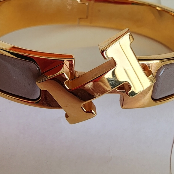Hermès Marron Glace Rose Gold Clic H Bracelet PM - Picture 5 of 17